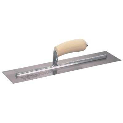 Marshalltown 3 In. x 14 In. High Carbon Steel Finishing Trowel with Curved Wood Handle